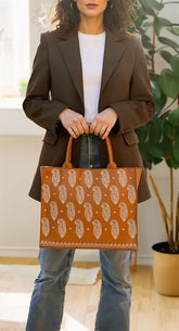 Fineur - Embroidery Tote Bag Daily Carry - Mustard